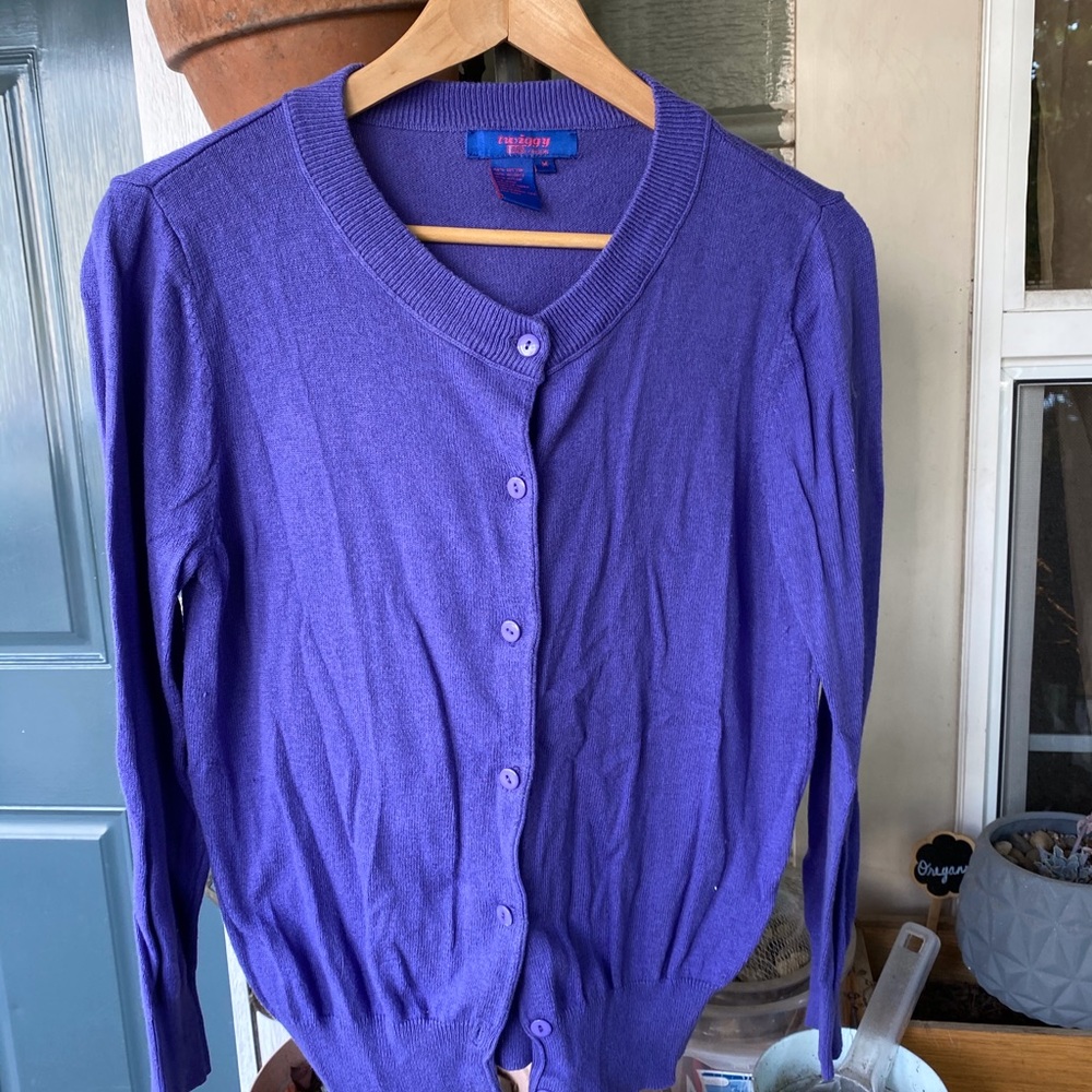 Twiggy london purple crew cardigan